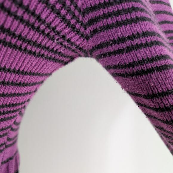 Y2K Style & Co Babydoll Top Sweater PM Purple Black Stripe Elena 2010s Rib Knit - Picture 9 of 9